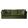 Coco 4 seater sofa with Self Piped Knife Edge cushion in Cotton Linen Evergreen - Hand Made in USA