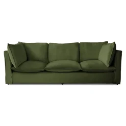 Coco 4 seater sofa with Self Piped Knife Edge cushion in Cotton Linen Evergreen - Hand Made in USA