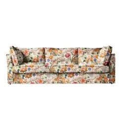 Coco 4 seater sofa with Self Piped Box Edge cushion in Magnolia Cream Blue - Hand Made in USA
