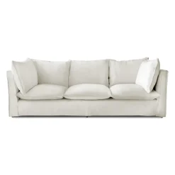 Coco 3.5 seater sofa with Self Piped Knife Edge cushion in Cotton Linen Cool Coconut - Hand Made in USA