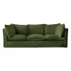Coco 3.5 seater sofa with Self Piped Knife Edge cushion in Cotton Linen Evergreen - Hand Made in USA