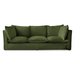 Coco 3.5 seater sofa with Self Piped Knife Edge cushion in Cotton Linen Evergreen - Hand Made in USA