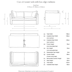 Coco 2.5 seater sofa with Self Piped Box Edge cushion in Customers Own Material (excl. Fabric) - Hand Made in USA