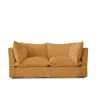 Coco 2.5 seater sofa with Self Piped Knife Edge cushion in Cotton Linen Sunflower - Hand Made in USA
