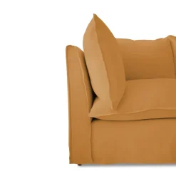 Coco 2.5 seater sofa with Self Piped Knife Edge cushion in Cotton Linen Sunflower - Hand Made in USA