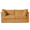 Coco 2.5 seater sofa with Self Piped Box Edge cushion in Cotton Linen Sunflower - Hand Made in USA