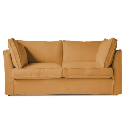 Coco 2.5 seater sofa with Self Piped Box Edge cushion in Cotton Linen Sunflower - Hand Made in USA