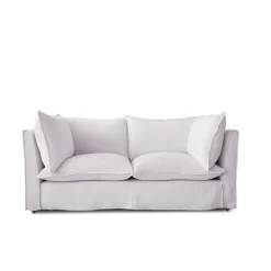 Coco 2.5 seater sofa with Self Piped Knife Edge cushion in Cotton Linen Sea Salt - Hand Made in USA