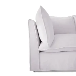 Coco 2.5 seater sofa with Self Piped Knife Edge cushion in Cotton Linen Sea Salt - Hand Made in USA