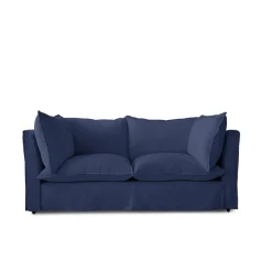 Coco 2.5 seater sofa with Self Piped Knife Edge cushion in Cotton Linen Inkspot - Hand Made in USA