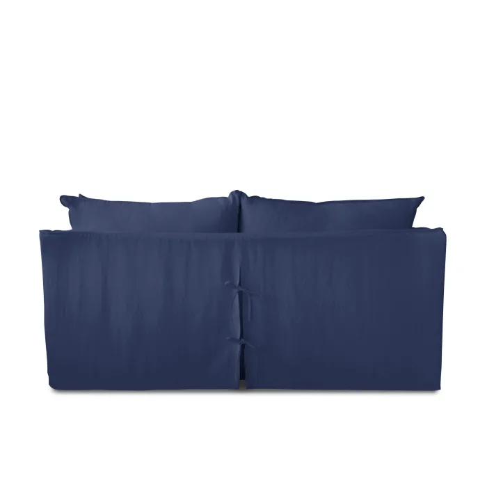 Coco 2.5 seater sofa with Self Piped Knife Edge cushion in Cotton Linen Inkspot - Hand Made in USA