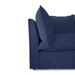 Coco 2.5 seater sofa with Self Piped Knife Edge cushion in Cotton Linen Inkspot - Hand Made in USA