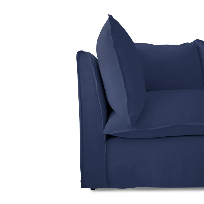 Coco 2.5 seater sofa with Self Piped Knife Edge cushion in Cotton Linen Inkspot - Hand Made in USA