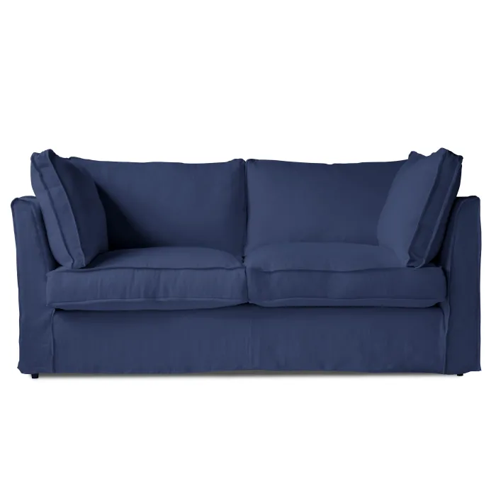 Coco 2.5 seater sofa with Self Piped Box Edge cushion in Cotton Linen Inkspot - Hand Made in USA