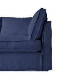 Coco 2.5 seater sofa with Self Piped Box Edge cushion in Cotton Linen Inkspot - Hand Made in USA