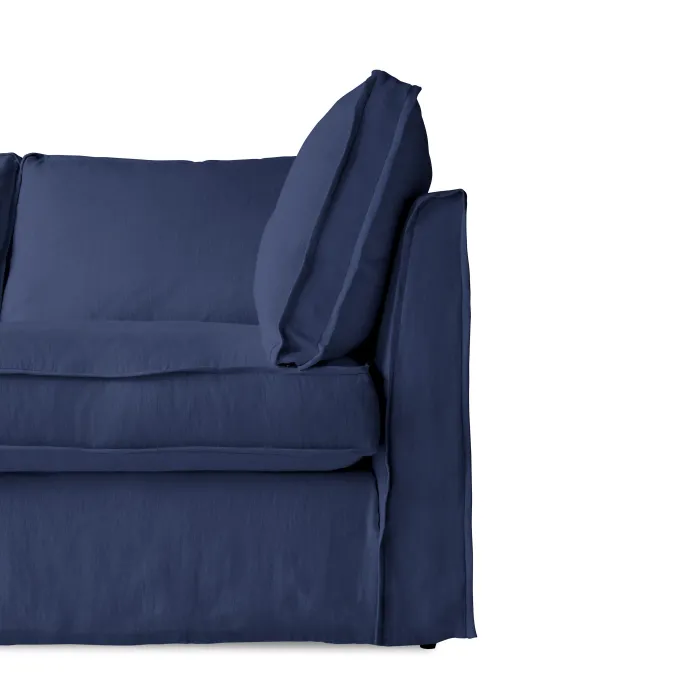 Coco 2.5 seater sofa with Self Piped Box Edge cushion in Cotton Linen Inkspot - Hand Made in USA
