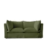 Coco 2.5 seater sofa with Self Piped Knife Edge cushion in Cotton Linen Evergreen - Hand Made in USA