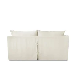 Coco 2.5 seater sofa with Self Piped Knife Edge cushion in Cotton Linen Cool Coconut - Hand Made in USA