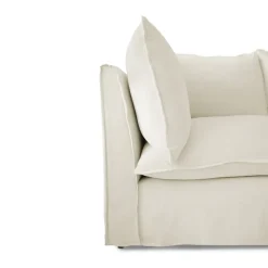Coco 2.5 seater sofa with Self Piped Knife Edge cushion in Cotton Linen Cool Coconut - Hand Made in USA