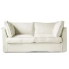 Coco 2.5 seater sofa with Self Piped Box Edge cushion in Cotton Linen Cool Coconut - Hand Made in USA