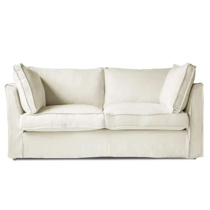 Coco 2.5 seater sofa with Self Piped Box Edge cushion in Cotton Linen Cool Coconut - Hand Made in USA