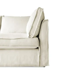 Coco 2.5 seater sofa with Self Piped Box Edge cushion in Cotton Linen Cool Coconut - Hand Made in USA