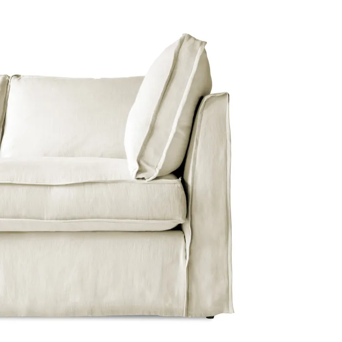 Coco 2.5 seater sofa with Self Piped Box Edge cushion in Cotton Linen Cool Coconut - Hand Made in USA