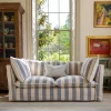 Coco 2.5 seater sofa with Self Piped Knife Edge cushion in Stripes Garden Grey - Hand Made in USA