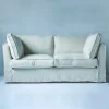 Coco 2.5 seater sofa with Self Piped Knife Edge cushion in Designers Guild Brera Lino Putty - Hand Made in USA
