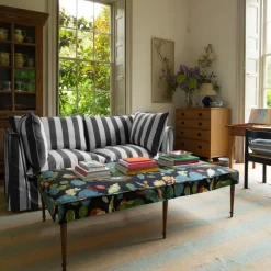 Coco 2.5 seater sofa with Self Piped Knife Edge cushion in Charcoal Stripes - Hand Made in USA