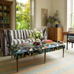 Coco 2.5 seater sofa with Self Piped Knife Edge cushion in Charcoal Stripes - Hand Made in USA