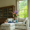 Coco 2.5 seater sofa with Self Piped Knife Edge cushion in Andrew Martin Midsummer Faded Blue - Hand Made in USA