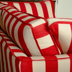 Coco 2.5 seater sofa with Self Piped Box Edge cushion in Stripes Petunia - Hand Made in USA