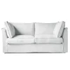 Coco 2.5 seater sofa with Self Piped Box Edge cushion in Cotton Linen Snow Drop - Hand Made in USA