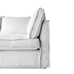 Coco 2.5 seater sofa with Self Piped Box Edge cushion in Cotton Linen Snow Drop - Hand Made in USA