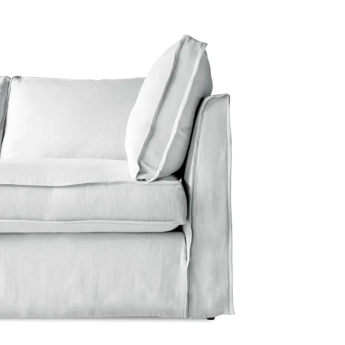 Coco 2.5 seater sofa with Self Piped Box Edge cushion in Cotton Linen Snow Drop - Hand Made in USA