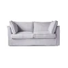 Coco 2.5 seater sofa with Self Piped Box Edge cushion in Cotton Linen Sea Salt - Hand Made in USA