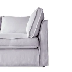 Coco 2.5 seater sofa with Self Piped Box Edge cushion in Cotton Linen Sea Salt - Hand Made in USA