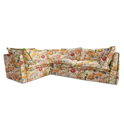 Coco 2 x 3 seater sofa Contrast Welt Knife Edge cushion in Magnolia Cream Blue - Hand Made in USA