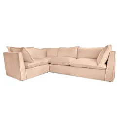 Coco 2 x 3 seater sofa Self Piped Knife Edge cushion in Cotton Linen Rosedale - Hand Made in USA