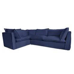 Coco 2 x 3 seater sofa Self Piped Knife Edge cushion in Cotton Linen Inkspot - Hand Made in USA