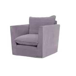 Coco Chair with Knife Edge Cushion in Lilac Linen - Hand Made in USA