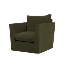 Coco Chair with Knife Edge Cushion in Khaki Linen - Hand Made in USA