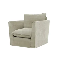 Coco Chair with Knife Edge Cushion in Ivory Linen - Hand Made in USA