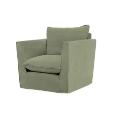 Coco Chair with Knife Edge Cushion in Hemp Linen - Hand Made in USA