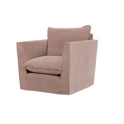 Coco Chair with Knife Edge Cushion in Dusky Pink Linen - Hand Made in USA
