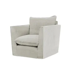 Coco Chair with Knife Edge Cushion in Dove Linen - Hand Made in USA