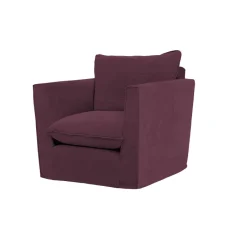 Coco Chair with Knife Edge Cushion in Damson Linen - Hand Made in USA