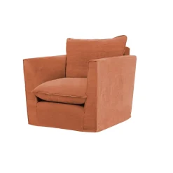 Coco Chair with Knife Edge Cushion in Cayenne Linen - Hand Made in USA
