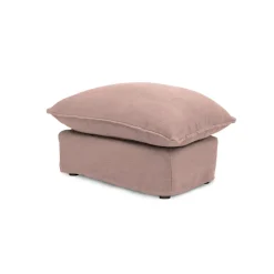 Coco Footstool with Knife Edge cushion in Dusky Pink Linen - Hand Made in USA